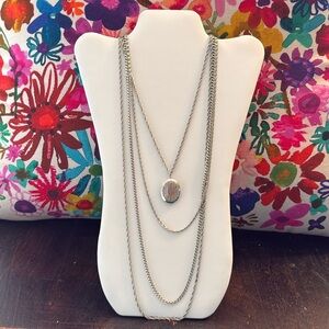 Goldette silver tone four chain strand long necklace with working locket